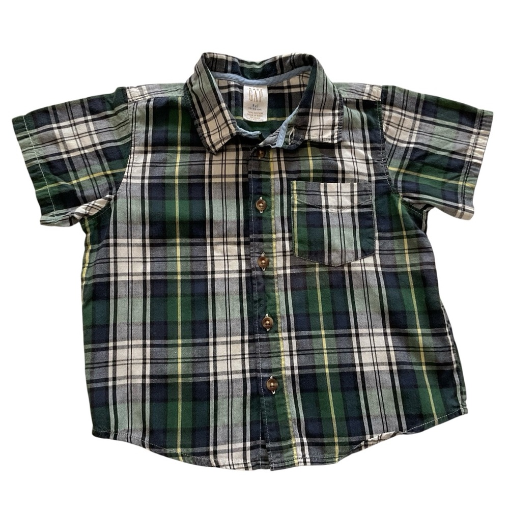 BabyGap Plaid Short Sleeve Shirt Vintage Button Front Toddler Size 3 Years